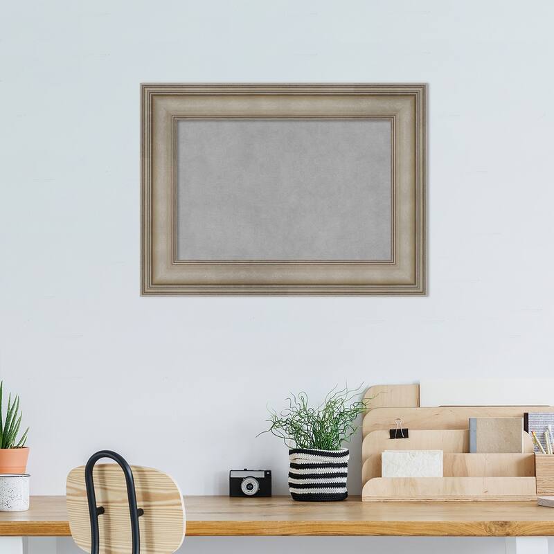 Amanti Art Mezzanine Antique Silver Narrow Framed Magnetic Board