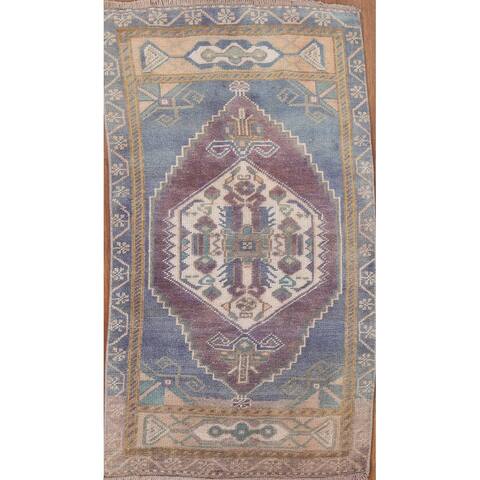 Geometric Anatolian Turkish Rug Hand-knotted Traditional Wool Carpet - 1'9" x 3'2"
