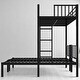 preview thumbnail 9 of 10, Triple Bunk Bed,Metal Twin Over Twin & Twin Beds with Ladder, Guardrails, Shelf & Table, Convertible L-Shaped Design