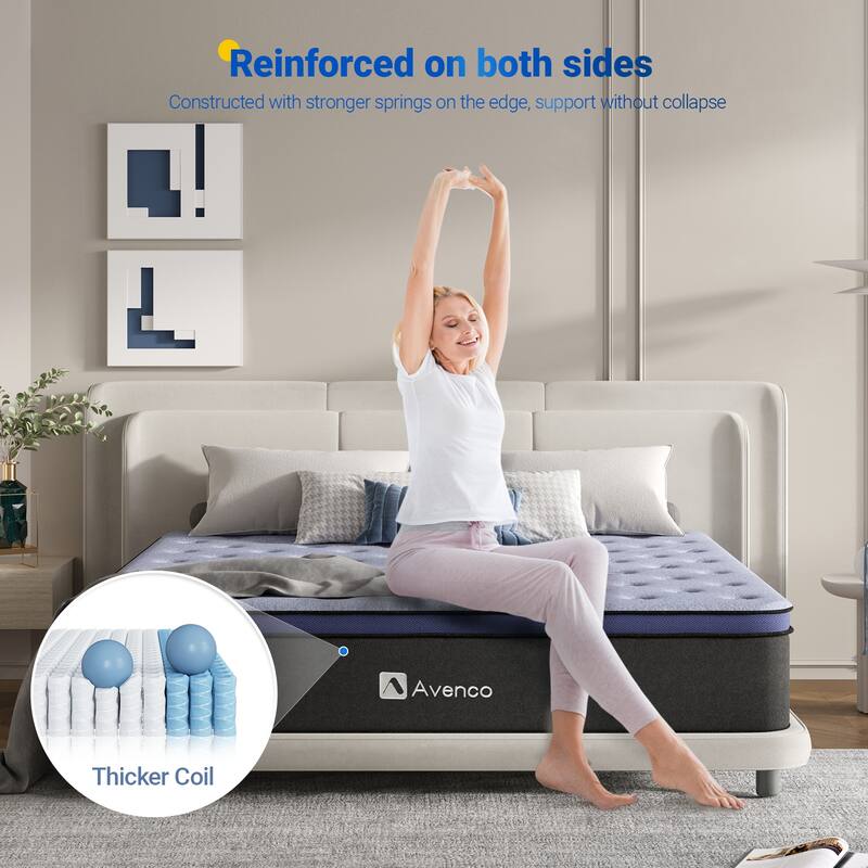 Avenco Hybrid Mattress 12 Inch Medium Firm Mattress in a Box, Pocket Innerspring for Motion Isolation