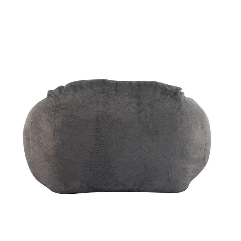 Roomfitters Sezze Indoor Bean Bag Chair with Shredded Memory Foam Fill, Grey Faux Fur
