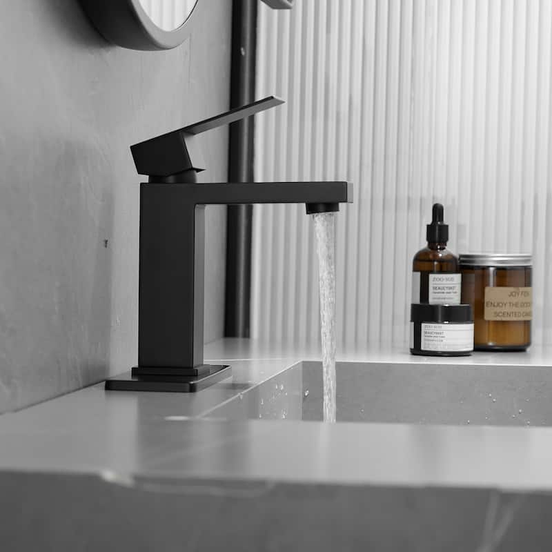 Single-handle Bathroom Sink Faucet with Drain and Deckplate