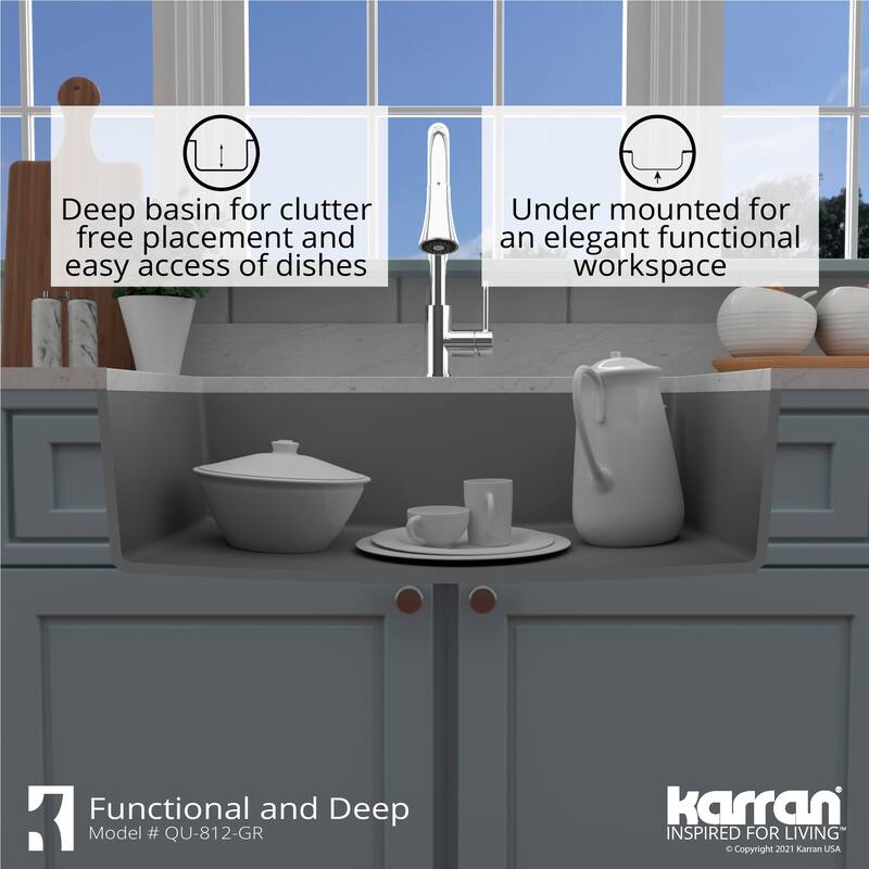 Karran Undermount 32.5 in. Large Single Bowl Quartz Kitchen Sink Kit