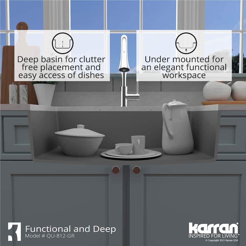 Karran Undermount 32.5 in. Large Single Bowl Quartz Kitchen Sink