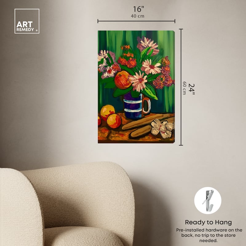 Art Remedy Floral Vase And Fruits Gallery Wrapped Flowers In Vase Paintings