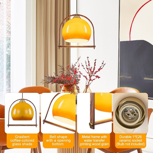 Modern Amber Globe Pendant Light with Arch Frame Kitchen Fixture