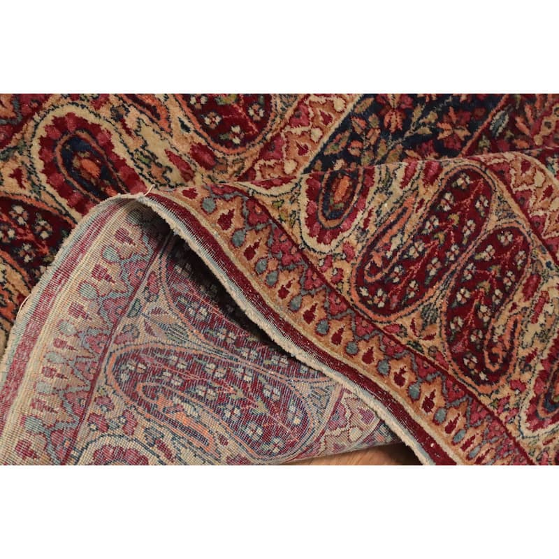Hand Knotted Oriental 100% Wool Carpet Traditional Floral Navy Blue & Blues Kerman Area Rug - 6' 0'' X 4' 8''