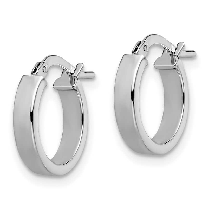 Curata 14k White Gold Polished Domed 15x3mm Classic Hoop Earrings