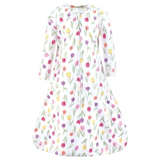 Hudson Baby Infant Girl Long Sleeve Cotton Jersey Sleeping Bag, Sack, Blanket, Spring Tulips