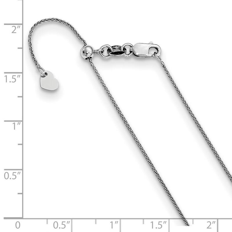 Curata 10k White Gold 0.8mm Adjustable Spiga Wheat Chain Necklace for Women Options: 22 30