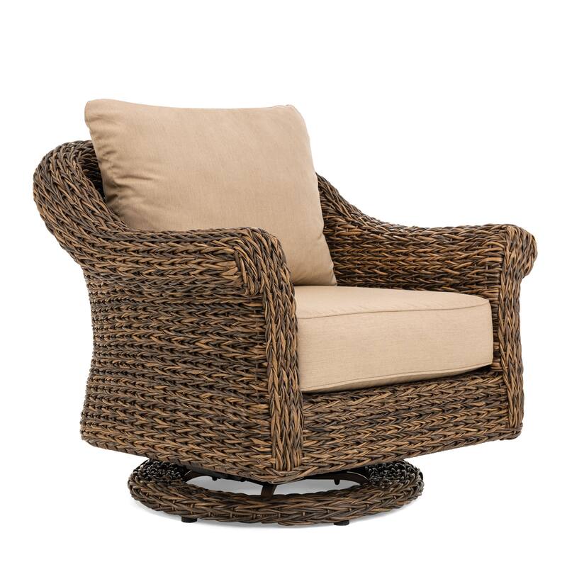 Cayman Sunbrella Swivel Glider Lounge Chair, Heritage Brown