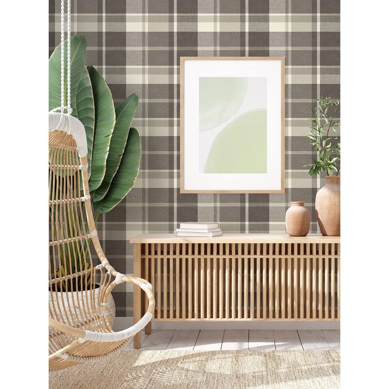 A-Street Prints Madaket Charcoal Plaid Wallpaper