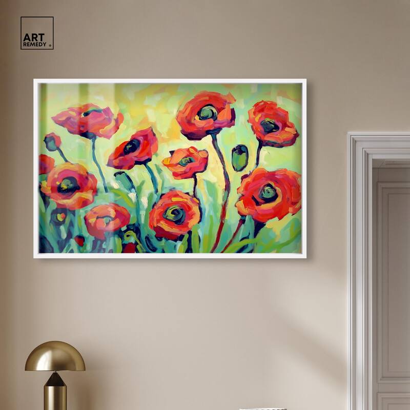 Red Poppy Field I Shadowbox by Art Remedy