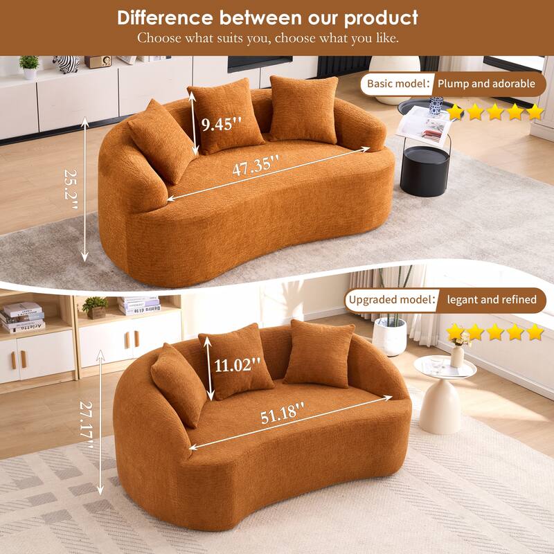 LY-049S Curved Modern Boneless Sofa Loveseat, Backrest Upgrade