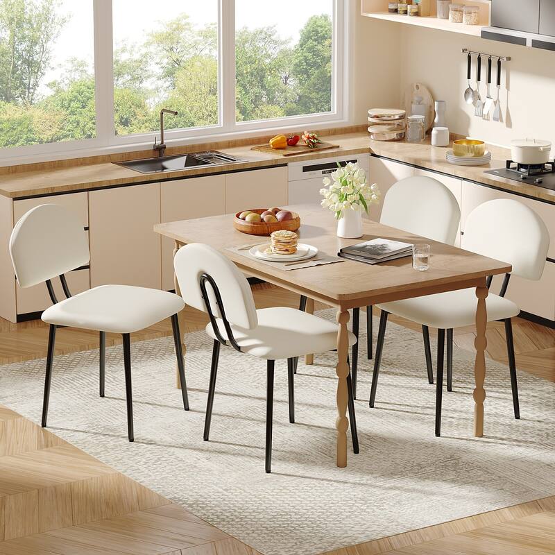 Javlergo Modern PU Leather Dining Chairs Set of 2 or 4 Upholstered Side Chairs Oval Back Compact Kitchen Chairs for Dining Room