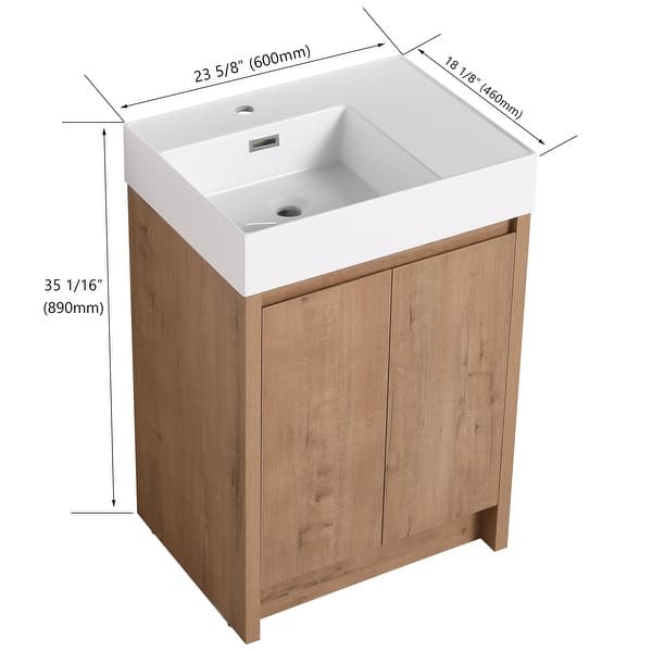 dimension image slide 2 of 8, ARTCHIRLY 24/30 Inch Bathroom Vanity with Sink, Freestanding Bathroom Vanity with Soft Close Door and Adjustable Shelf