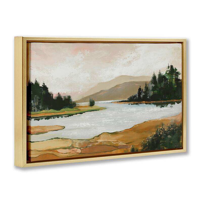 Stupell Relaxing Valley Lake Framed Floater Canvas Wall Art Design By Max Maxx