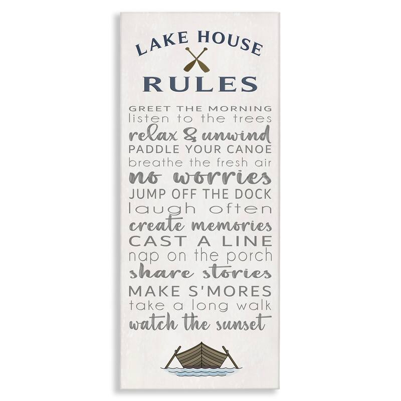 Stupell Fun Lake House Rules Canvas Wall Art Design By Seven Trees Design - 20 x 48