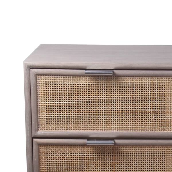 3 Drawer Wooden Accent Chest with Mesh Pattern Front, Gray and Brown ...