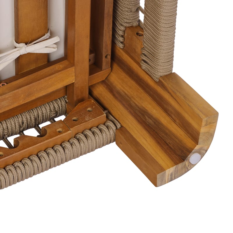 Christopher Knight Home - Delacroix Acacia Wood Outdoor Chaise Lounge with with Adjustable Backrest, Handwoven Rope Accents