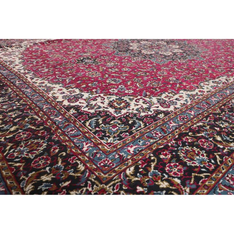 Floral Rose Kashan Turkish Area Rug Machine Made Carpet - 9'8" x 12'10"