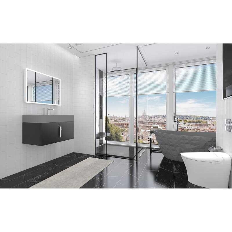 Amazon 30" Wall Mounted Bathroom Right Basin Vanity Set w/ Gray Top