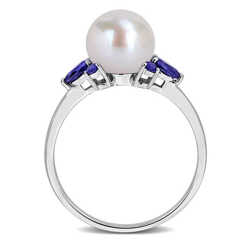 Miadora Cultured Freshwater Pearl and Gemstone Ring White or Yellow 14k Gold