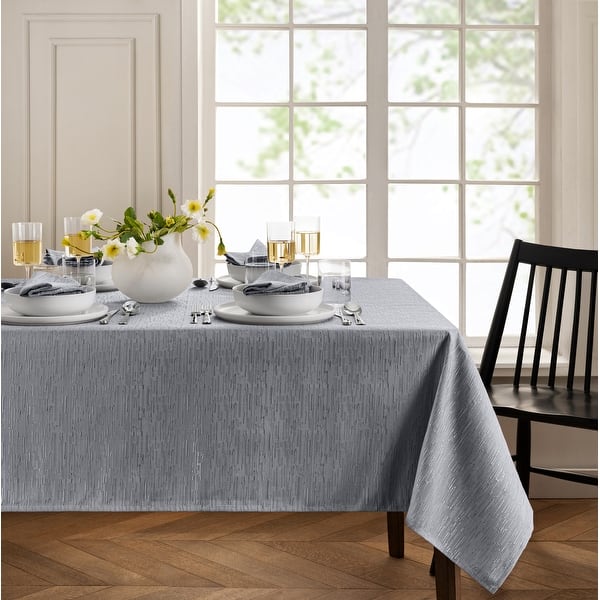 slide 2 of 3, Continental Solid Texture Water and Stain Resistant Tablecloth 52x70 - Gray