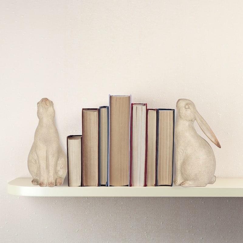 Charming Resin Rabbit Bookends - 7.5"L x 3.3"W x 6.5"H - Gray