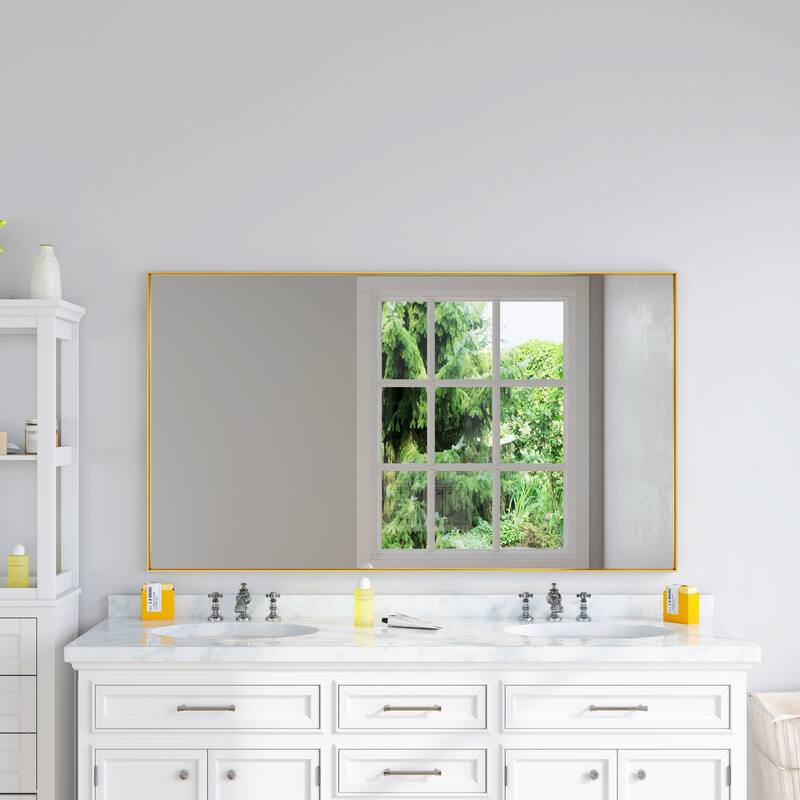 TOOLKISS Right Angle Aluminum Frame Bathroom Vanity Mirror with Clear Glass