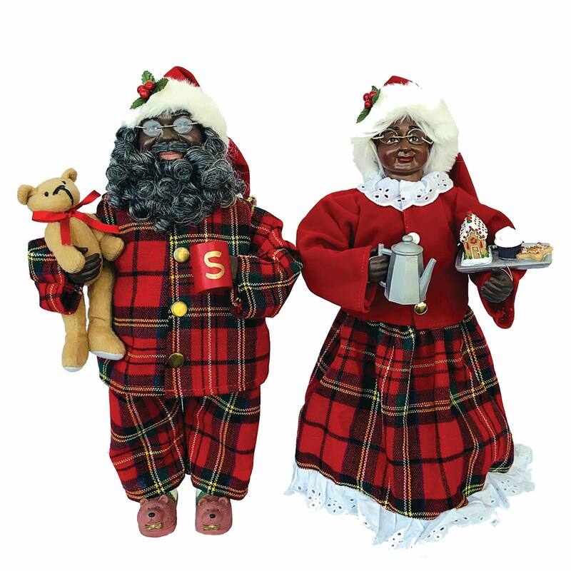 15" Black Pajama Clauses,Set of 2 - Red