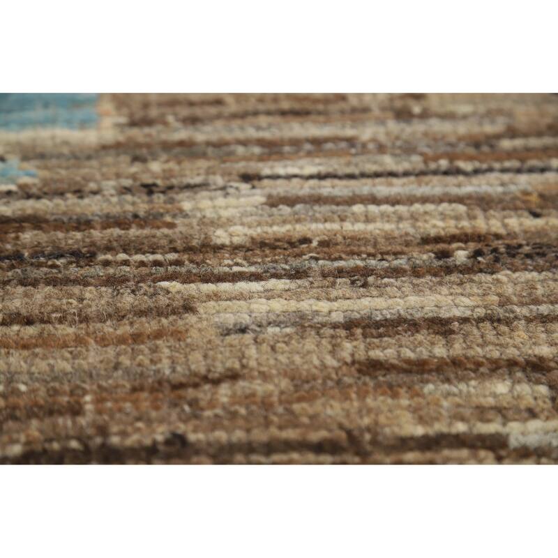 Vegetable Dye Oushak Turkish Rug Handmade Brown Floral Wool Carpet - 5'8" x 7'10"