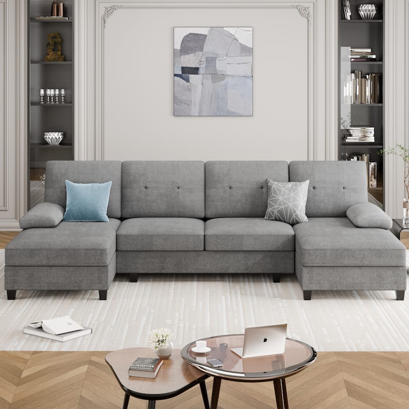 Sectional Sofa Couches for Living Room - Light Grey