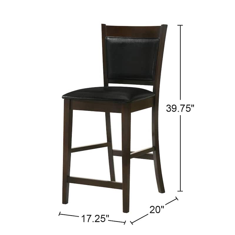 Set of 2 Counter-Height Chair in Black and Espresso