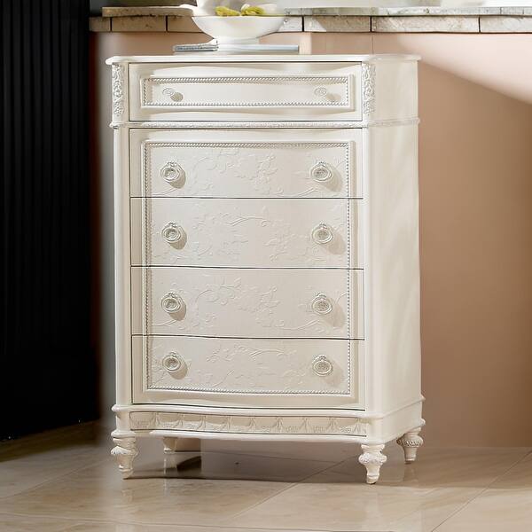 Dorie 52 Inch Tall Dresser Chest, 5 Drawers, Molded Trim, Ivory White Wood - Bed Bath & Beyond - 40386655 Dorie 52 Inch Tall Dresser Chest, 5 Drawers, Molded Trim, Ivory White Wood - Bed Bath & Beyond - 40386655