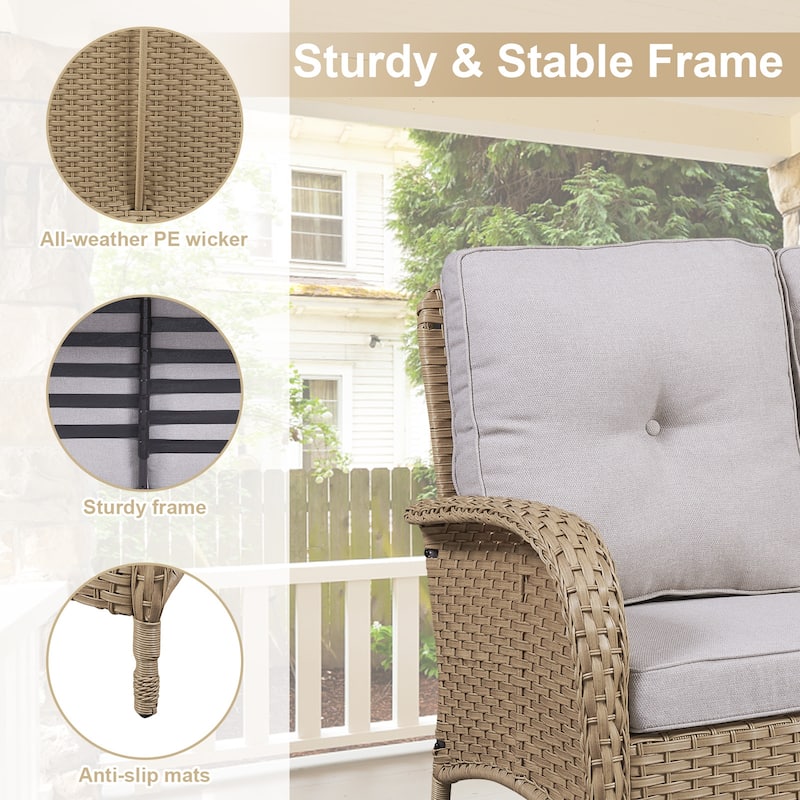 Patio Furniture Wicker Love-seat Sofa - Yellow
