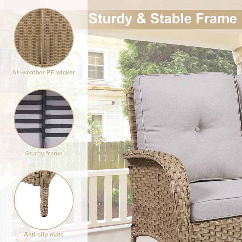Patio Loveseat Sofa Rocking Chair Coffee Table