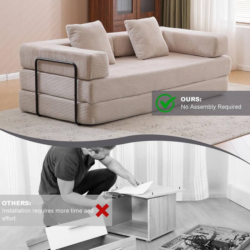 Floor Couch,Compression Sofa,Convertible Floor Sofa Bed-with Pillow Back Support Armrest,Comfy Futon Couch Lounge Sleeper Bed
