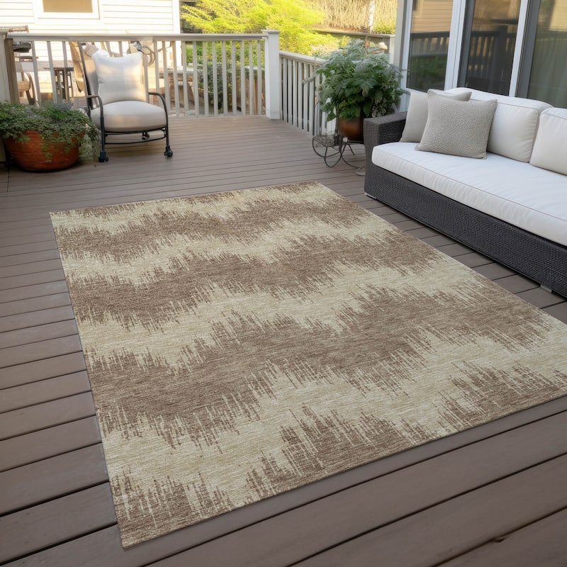 Machine Washable Indoor/ Outdoor Chantille Modern Chevron Rug - Brown - 3' x 5'