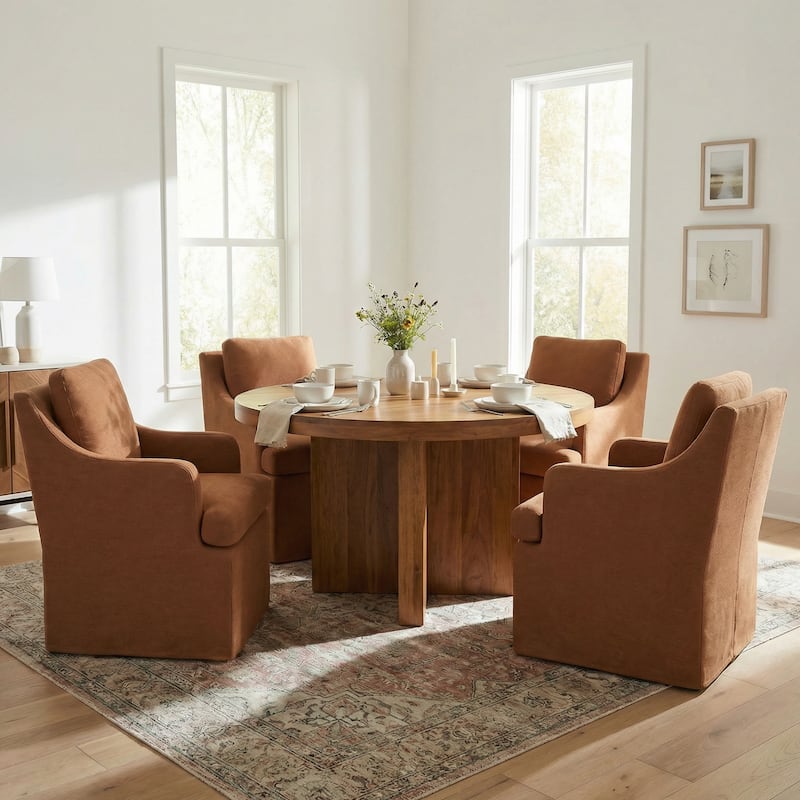 Upholstered Dining Chairs, Modern Kitchen Chairs Dinner Chairs with 4 Casters