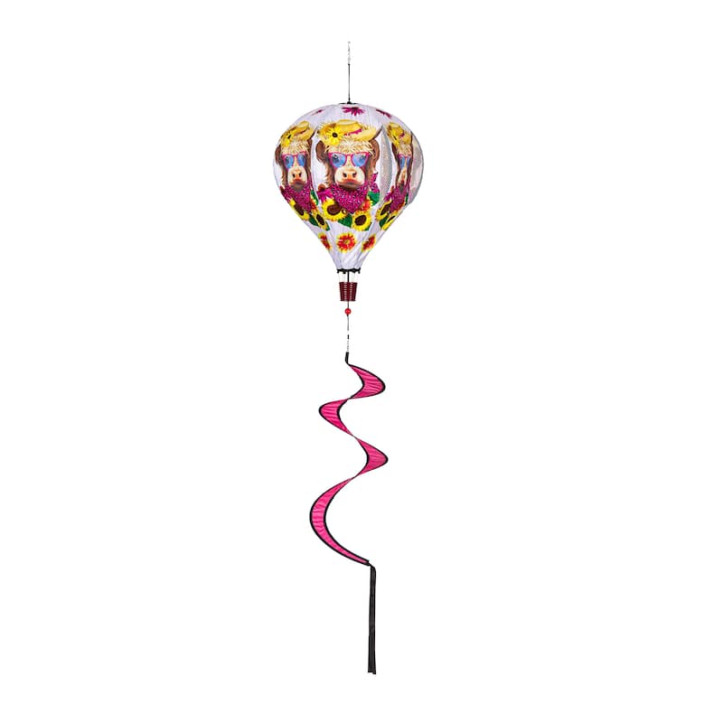 55" Summer Highland Cow Balloon Spinner