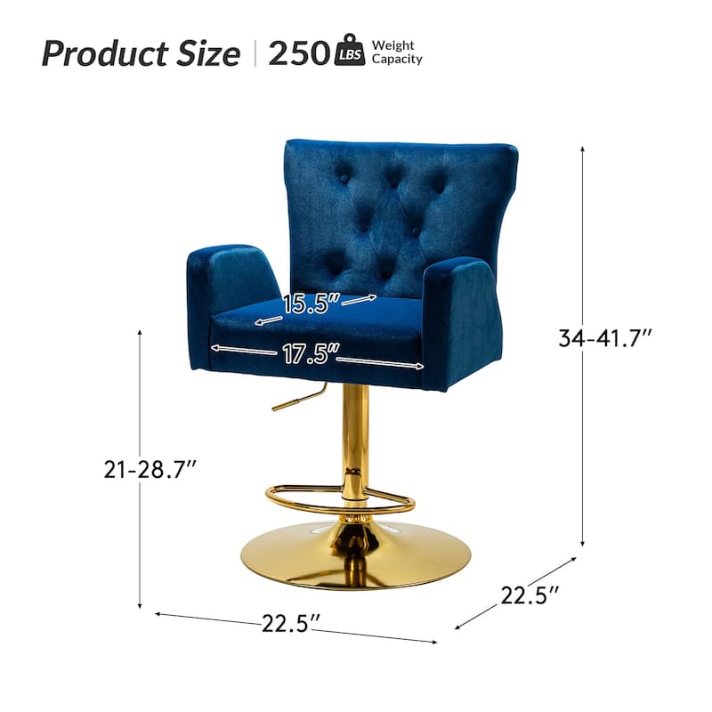 Loreto Modern Tufted Velvet Swivel chair with Adjustable Height by HULALA HOME