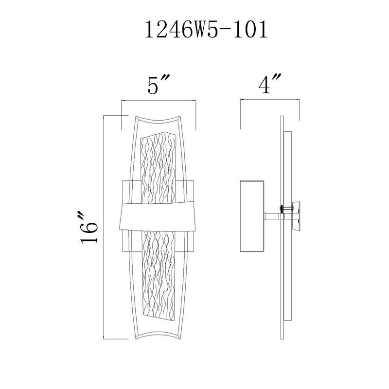 Guadiana 5 in LED Black Wall Sconce