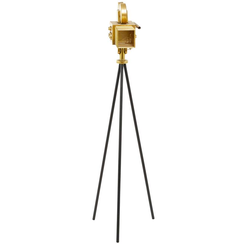Classic Hollywood Gold Metal Camera Film Sculpture with Tripod Stand