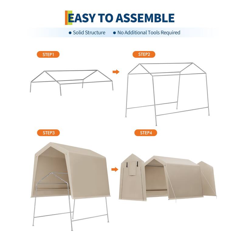 6x6 FT Portable Outdoor Storage Shed with 2 Roll-Up Zipper Doors & Vents, 240G Heavy-Duty Shelter Waterproof PE Tarp