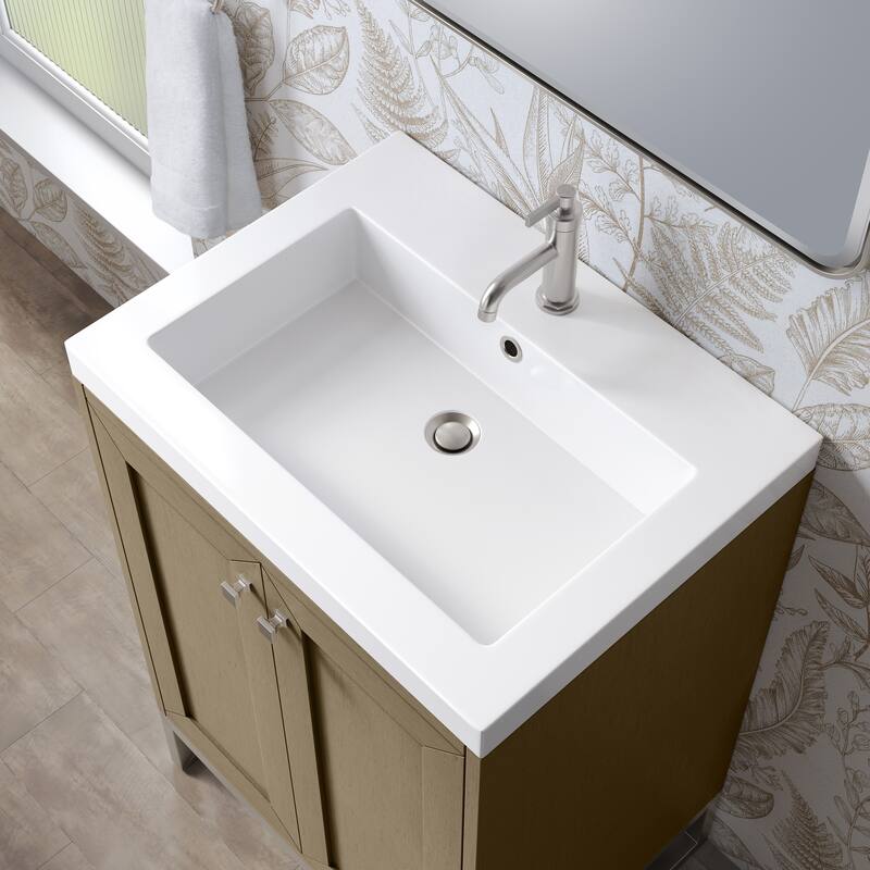 Chianti 24" Single Vanity, Walnut Whisper w/ White Composite Stone Top