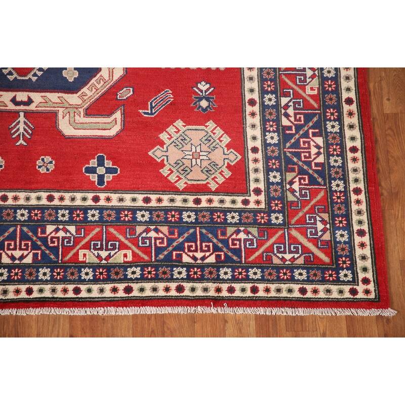 Red Kazak Area Rug Hand-Knotted Wool Carpet - 6'8" x 9'3"