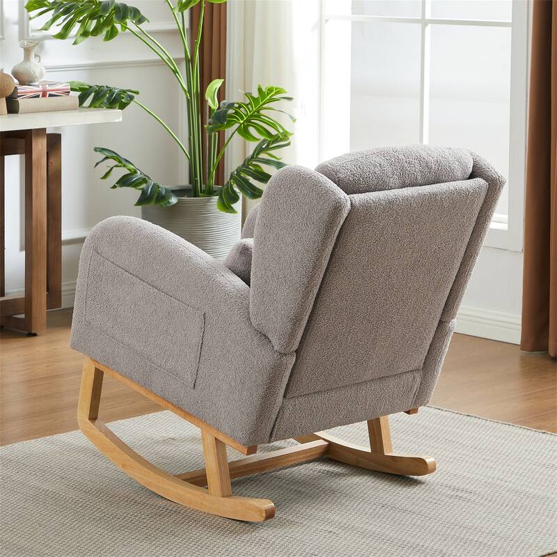 Modern Accent High Back Rocking Chair with 2 Side Pocket