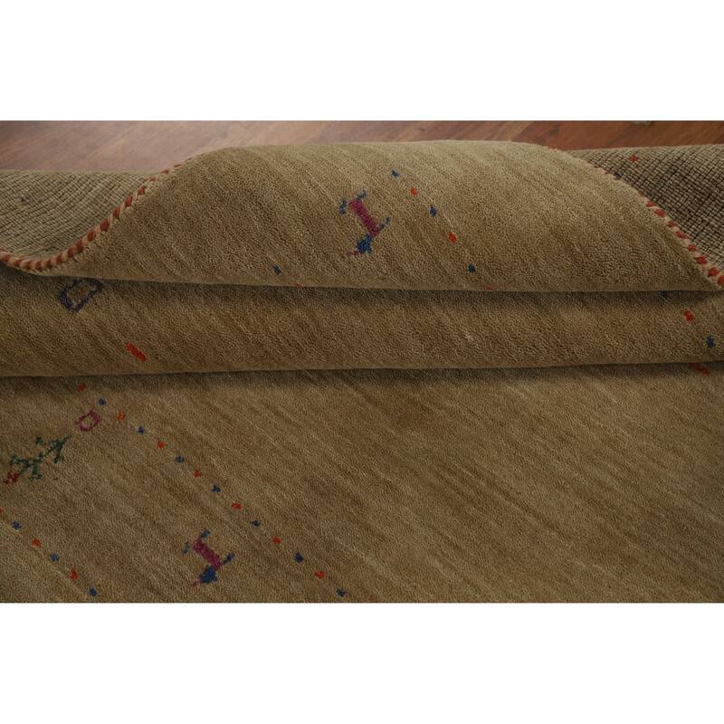 Hand Knotted Oriental 100% Wool Carpet Tribal Animal Pictorial Brown Gabbeh Area Rug - 7' 9'' X 4' 10''