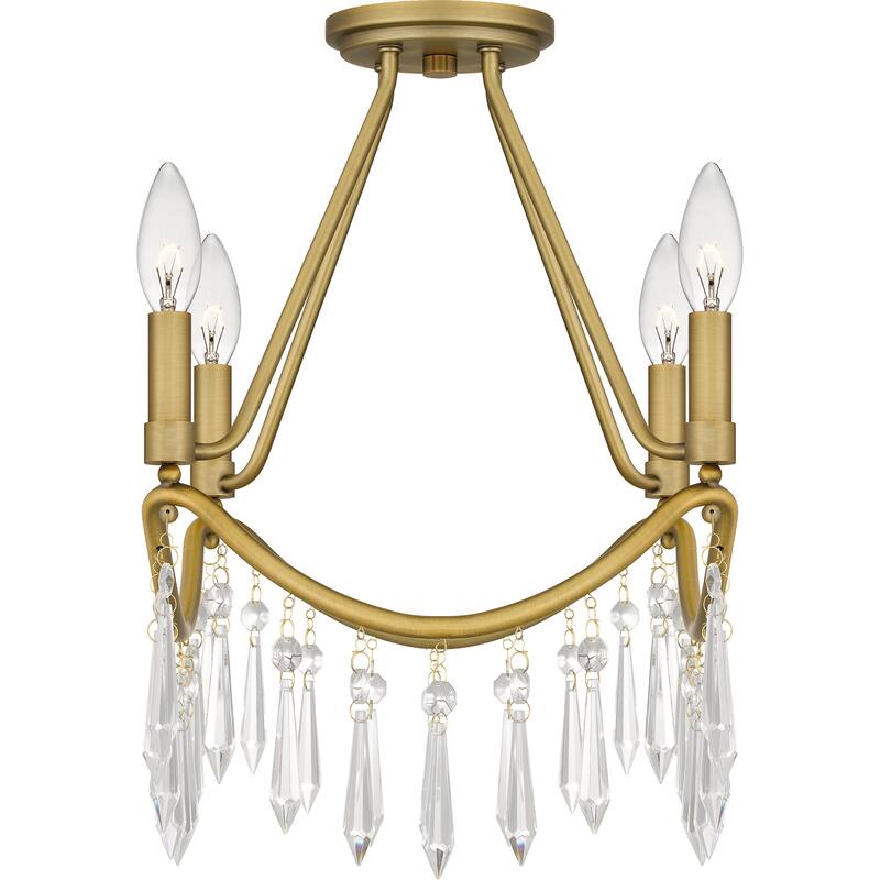 Airedale 4-Light Aged Brass Semi-Flush Mount Light